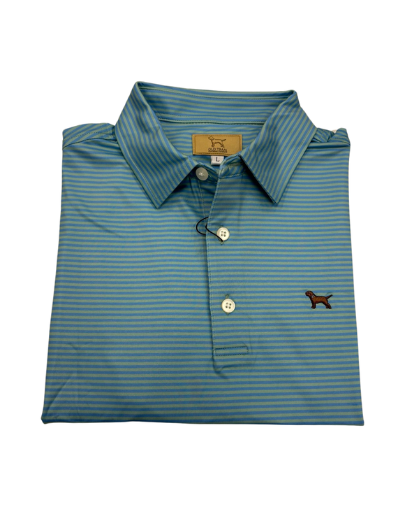 Old Tram William Performance Polo- Blue/Green