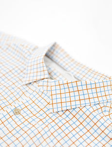 Old Tram Tattersall Fishing Shirt- Camel/Light Blue