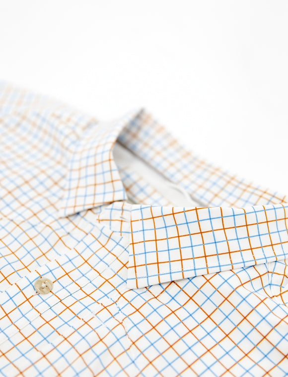 Old Tram Tattersall Fishing Shirt- Camel/Light Blue