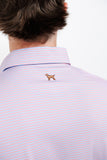 Old Tram William Stripe Performance Polo- Blue/Pink