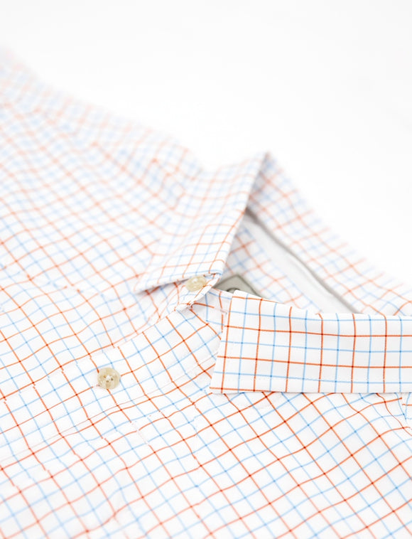 Old Tram Tattersall Fishing Shirt- Coral/Light Blue